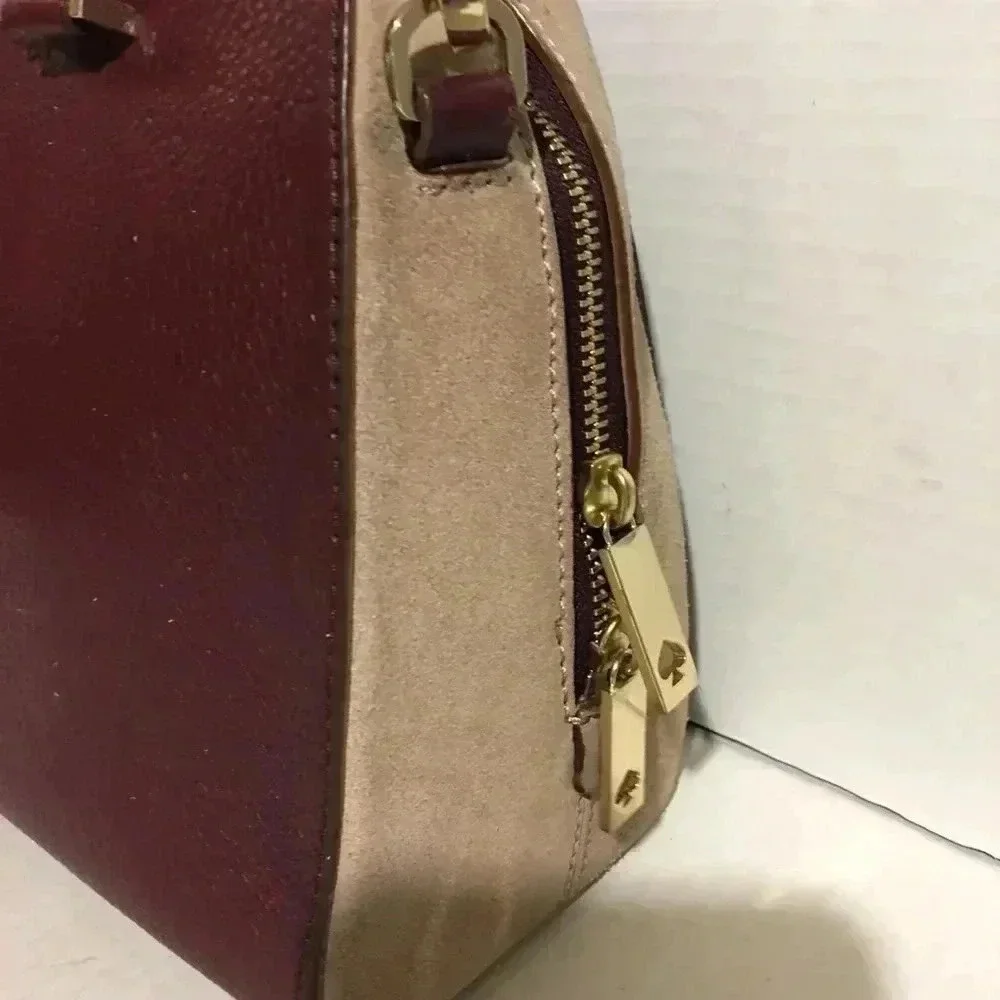 Kate Spade Plum/ beige leather crossbody bag